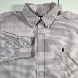 Ralph Lauren‎ Performance Shirt Large Pink Gingham Check Classic Fit Long Sleeve